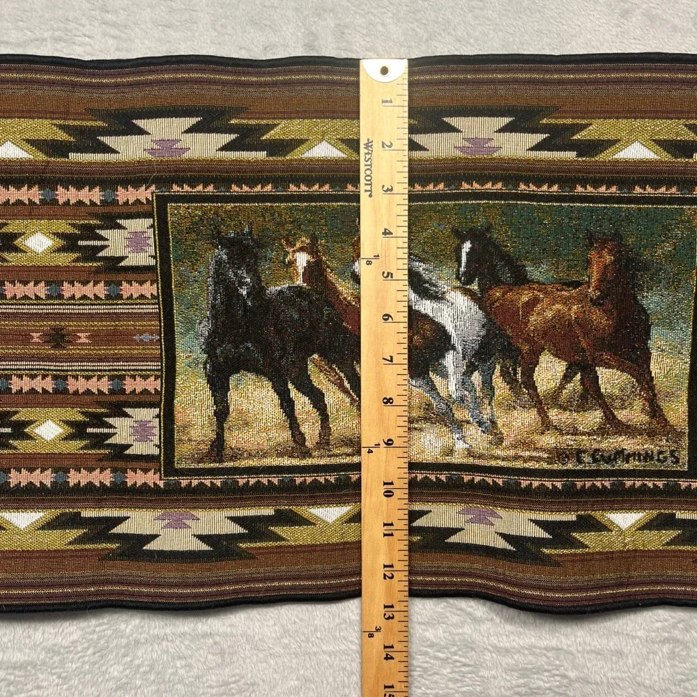 C. Cummings Table Runner Brown Southwestern Wild Horse Tapestry 68x13